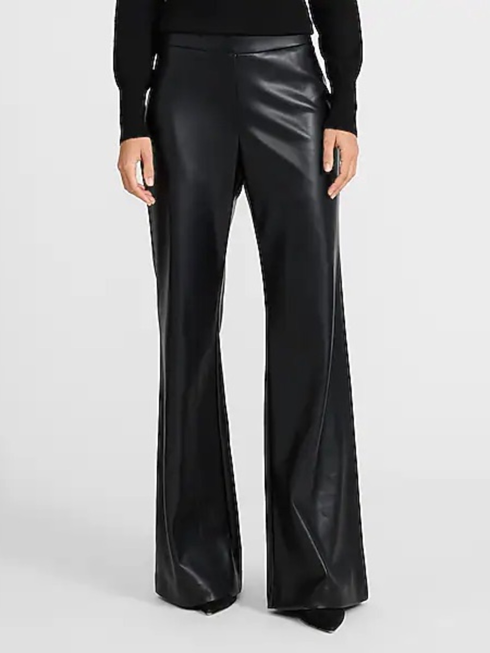 NWT Express Pull-on Faux Leather Mid Rise Flare Trouser